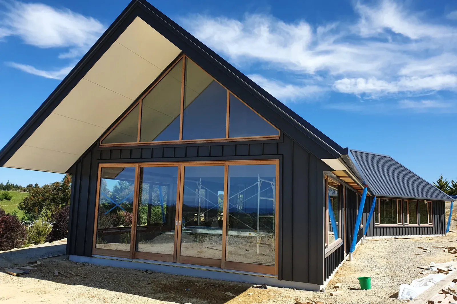 The gable structure taking shape during the Tasman View build