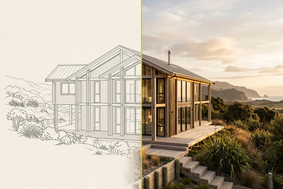 Coordinated architectural design and build, drawings meeting timber detailing
