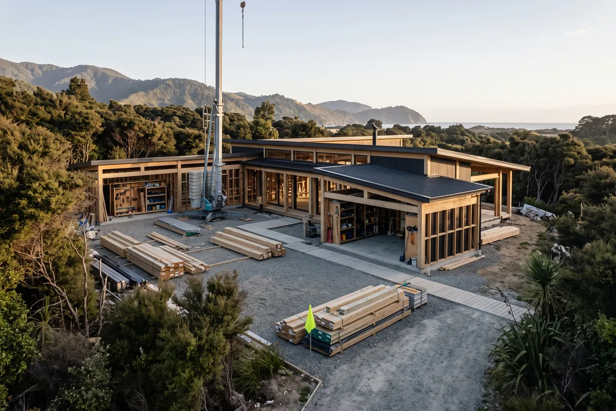A well-organised Ecotectural build site under careful project management