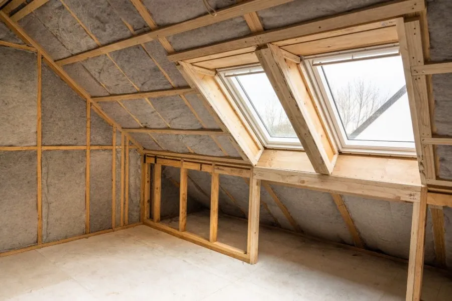 Terra Lana wool-blend underfloor insulation being installed