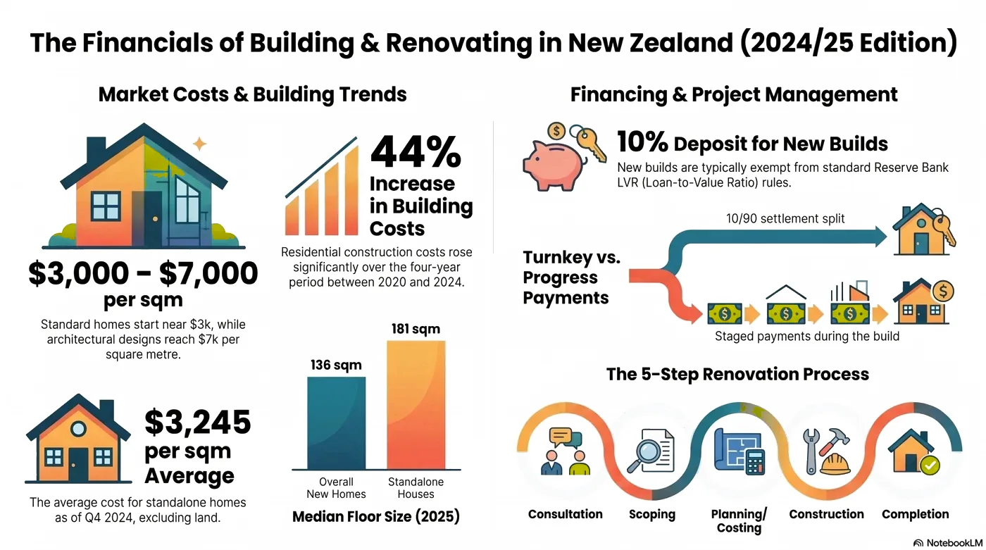 How Much Does It Cost to Build a House in NZ (2026)? infographic