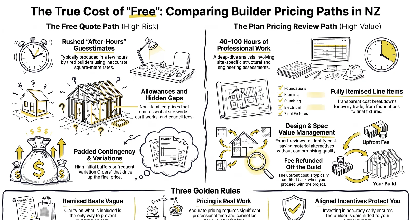Why We Charge to Price Your Plans (and Why Free Quotes Cost More) infographic