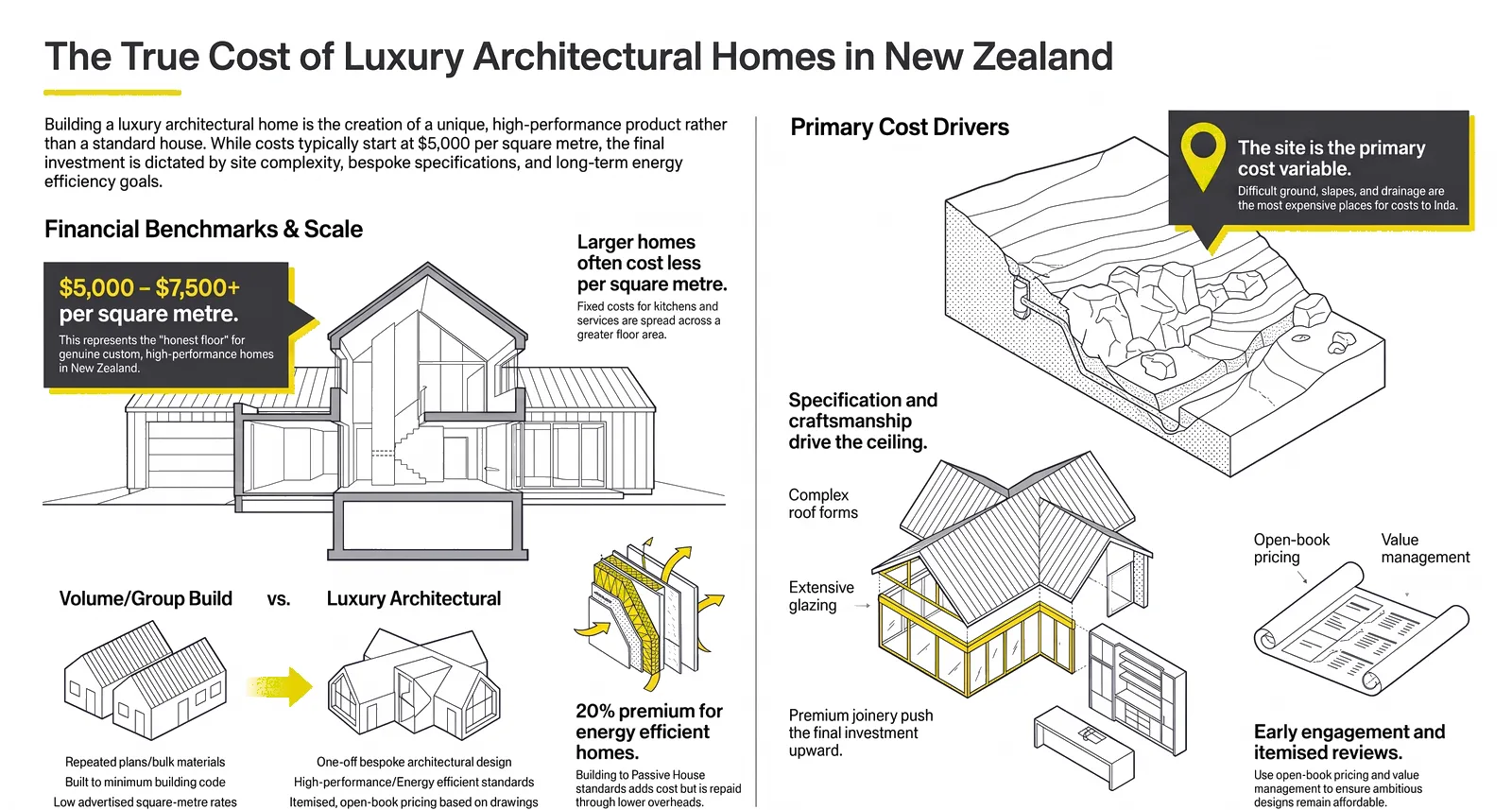 How Much Does a Luxury Architectural Home Cost in NZ? infographic